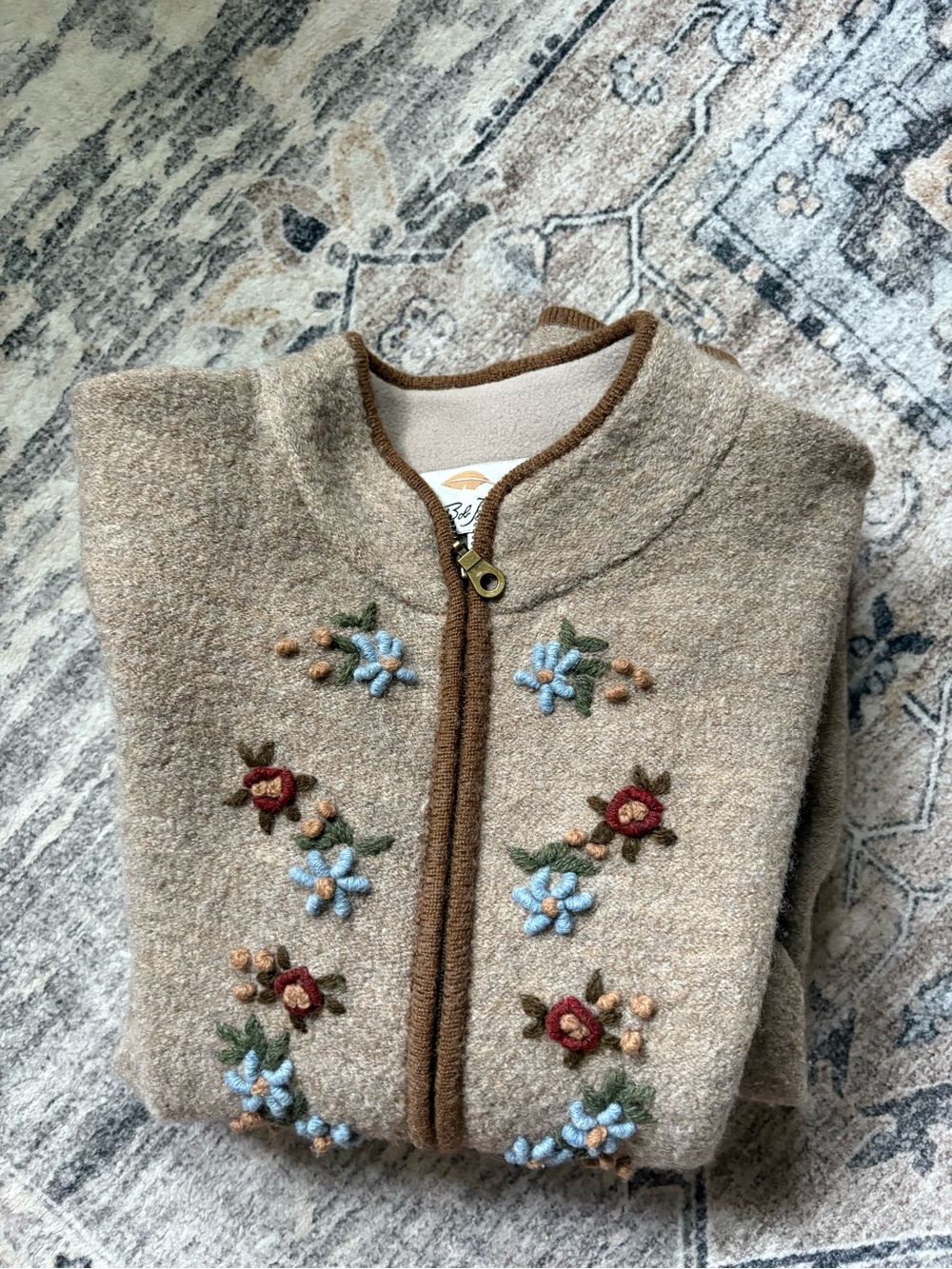 Vintage 90s Bob Timberlake wool embroidered brown sweater made in Japan size L - Picture 9 of 9